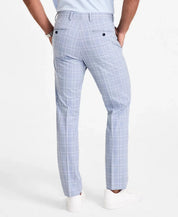 Alfani Mens Slim fit Dress Pants 34 / 34 Light Blue Plaid