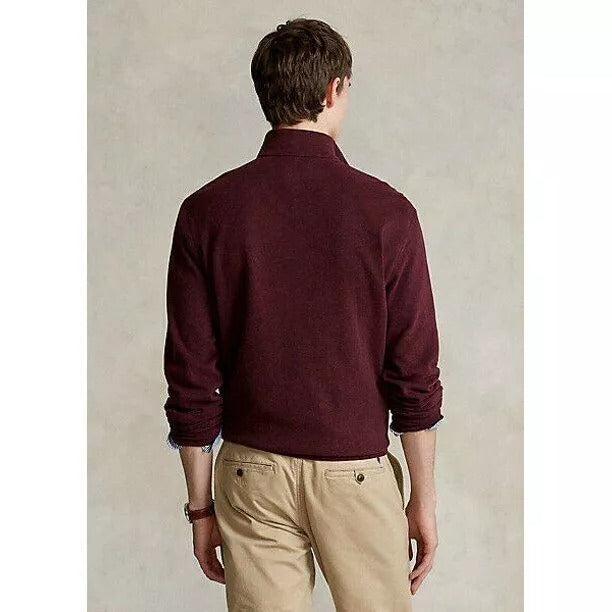 Polo Ralph Lauren Men's Jersey Quarter Zip Pullover Sweater Red Heather 2XB