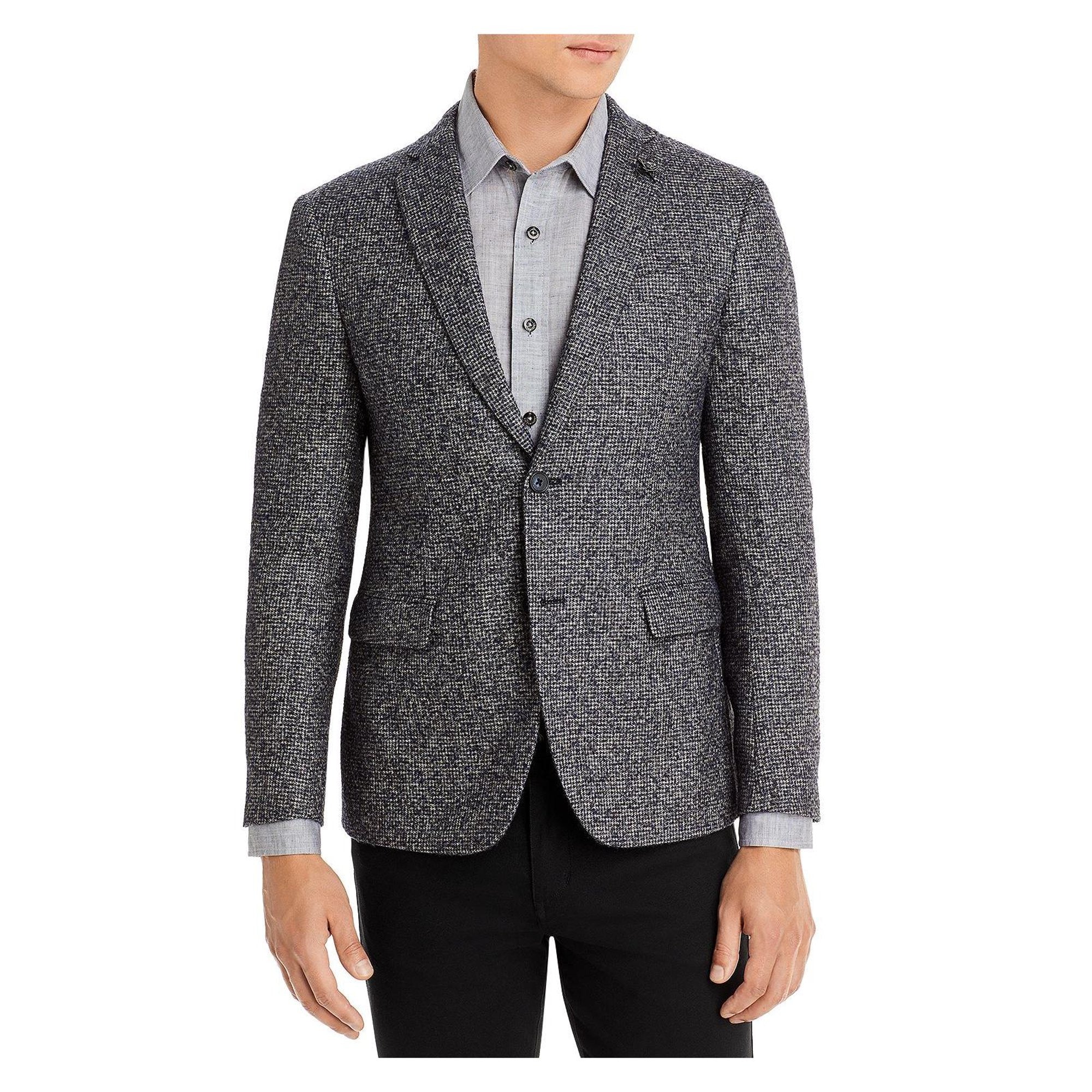 John Varvatos Star Usa Boucle Houndstooth Slim Fit Sport Coat 44R Grey