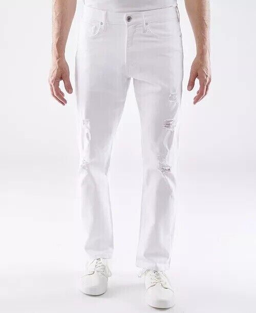 Lazer Mens Slim-Fit Stretch Jeans White 33 x 32
