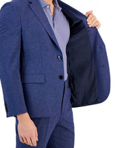HUGO Mens Modern-Fit Micro-Grid Suit Jacket Blue 44R Wool Sport Coat