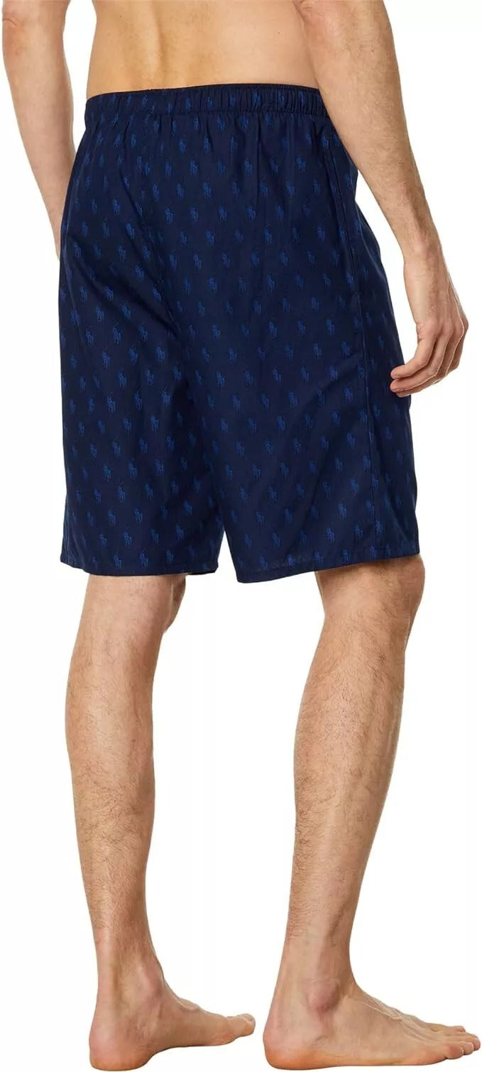 POLO RALPH LAUREN All Over Pony Print Sleep Shorts Large Cruise Navy Blue
