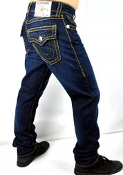 True Religion Men's Flap Ricky Super T Straight Denim Jeans Size 38 Blue