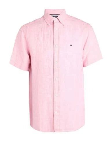 Tommy Hilfiger Men's Short Sleeve Button Down Shirt Medium Pink