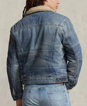 Polo Ralph Lauren Rigid Fleece-Lined Denim Trucker Jacket Large Blue