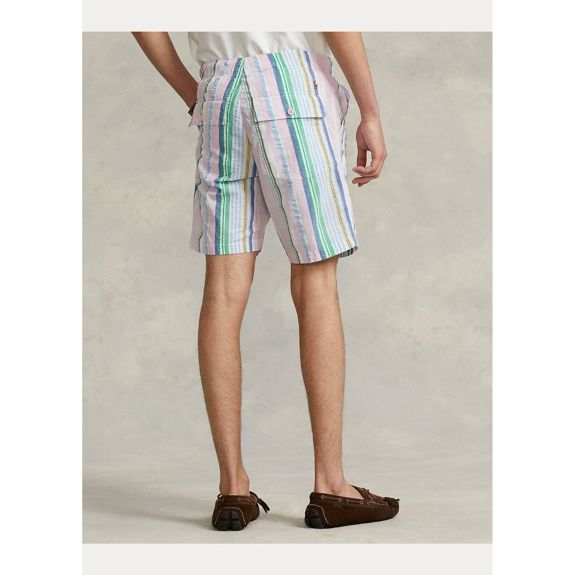 Polo Ralph Lauren 8-Inch Relaxed Fit Seersucker Shorts Medium Pink Blue
