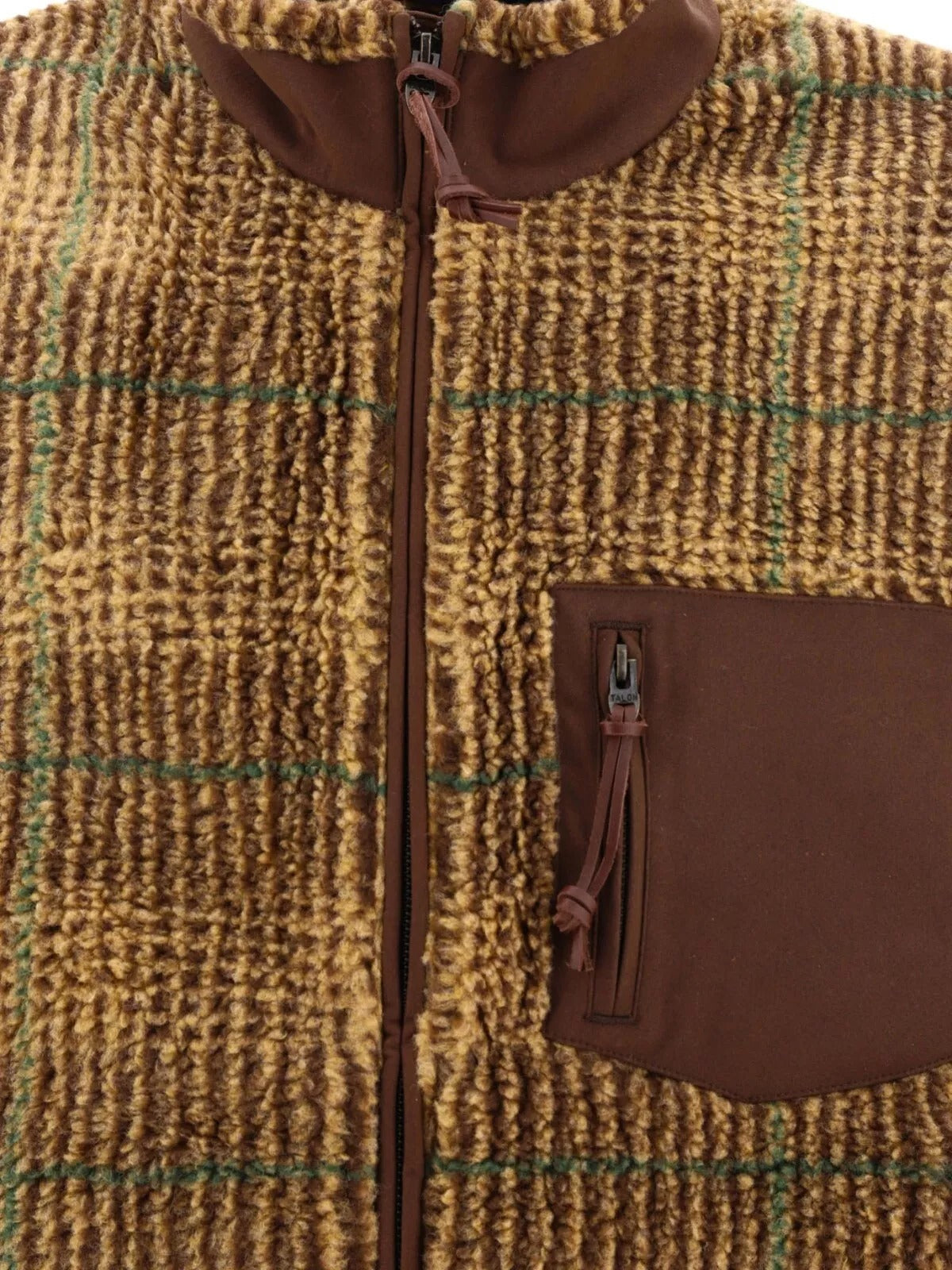 Polo Ralph Lauren Mens Brown Glen Plaid Pile Fleece Jacquard Bomber Jacket XL