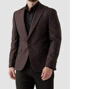 Karl Lagerfeld Mens Modern fit Sport Coat Blazer 40 L Burgundy Red Herringbone