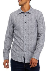 Kenneth Cole Men's Stretch Button Down Shirt XXL 2XL Charcoal Grey Plaid