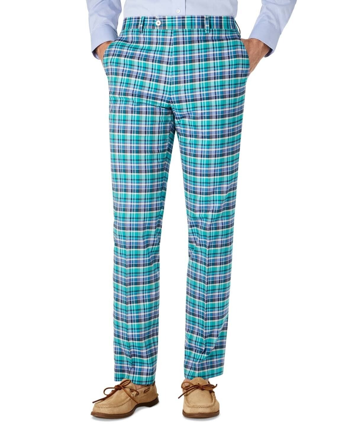 Lauren Ralph Lauren Men's Classic-Fit Madras Plaid Dress Pants 30 X 30 Green