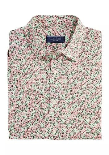 Vineyard Vines Mens Gulf Floral Short Sleeve Button Down Shirt Pink Green Large