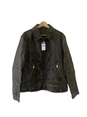 John Varvatos Men Sorcha Heritage Blouson Leather Jacket EU 56 US 46 Brown Sugar