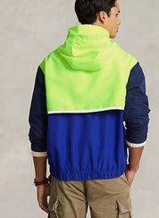 Polo Ralph Lauren Men's Water-Repellent Hooded Jacket Large Blue Yellow