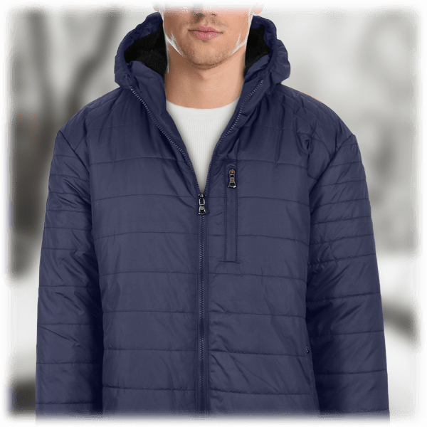 Galaxy by Harvic Men's Sherpa Lined Hooded Puffer Jacket Navy Medium