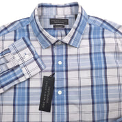 The Mens Store   Slim Fit Button Dress Shirt Small Blue Plaid