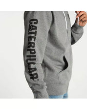 Caterpillar Mens Foundation Logo-Print Full Zip Hoodie Sweatshirt Grey Large