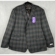 Tayion Collection Mens Green Plaid Wool Suit Jacket 44L