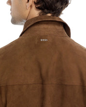Hugo Boss Mens Motheo Snap Front Leather Jacket Size 44R Brown Ultra Soft