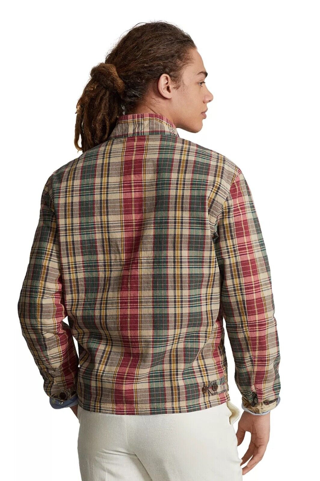 Polo Ralph Lauren Reversible Madras Plaid Full Zip Bomber Style Jacket Medium