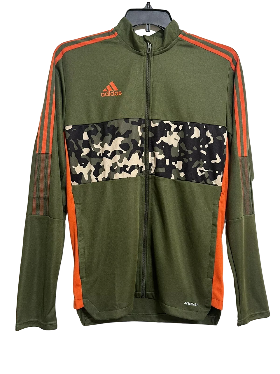 Adidas Mens Tiro 21 Track Jacket Large Soccer Pine Green Orange Camo