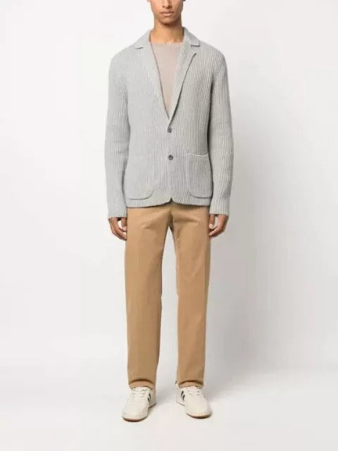 Polo Ralph Lauren Cotton & Cashmere Mens Blazer Cardigan Sweater Large Grey