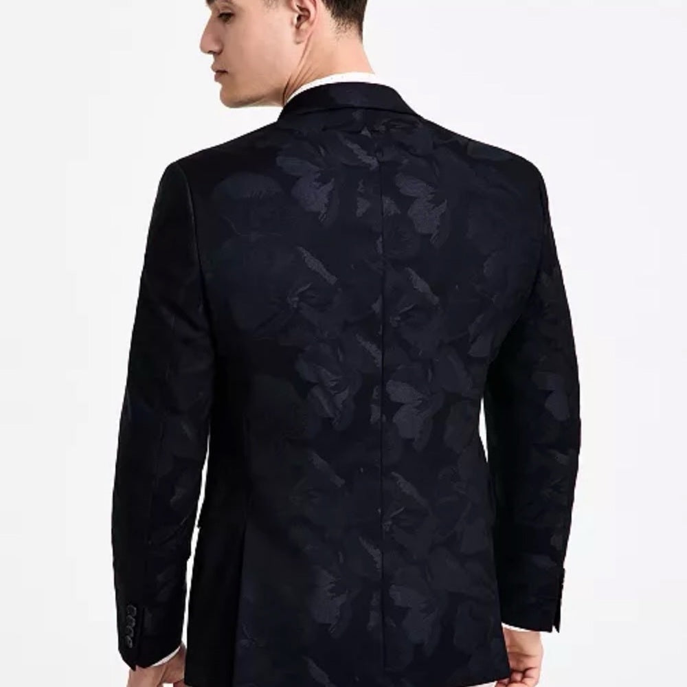 Bar Iii Mens Slim fit Suit Jacket Blazer 36 R Navy Blue Floral