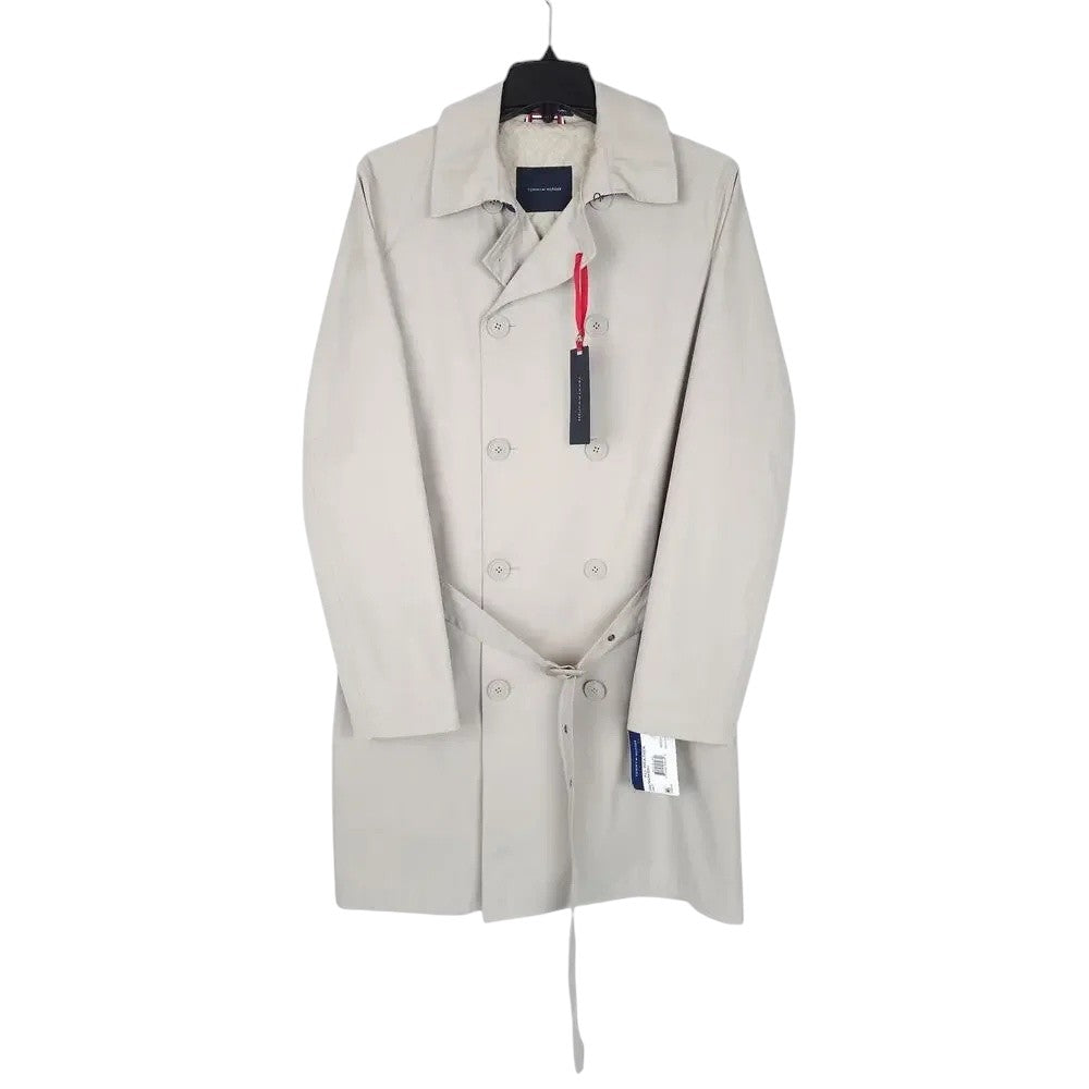 Tommy Hilfiger Mens Modern fit Double Breasted Raincoat Coat 40 S Beige Solid