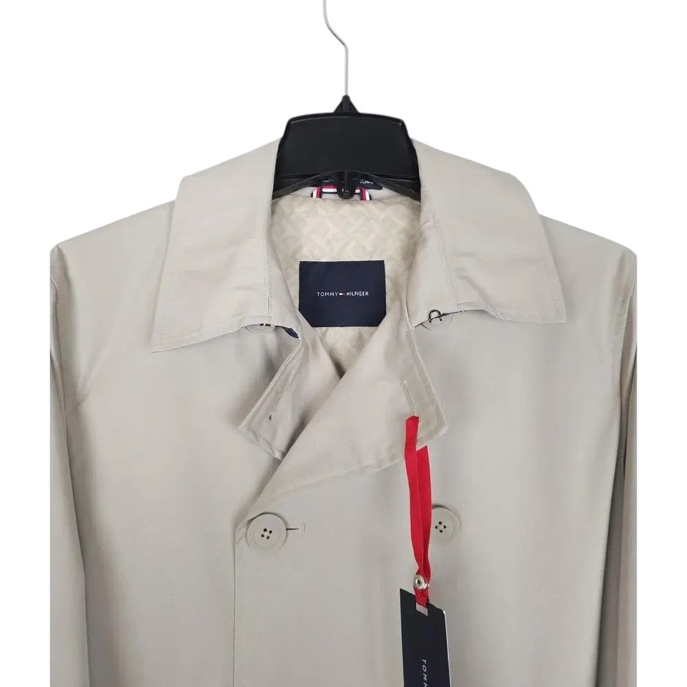 Tommy Hilfiger Mens Modern-Fit Raincoat Coat 40 R Light Khaki Trenchcoat