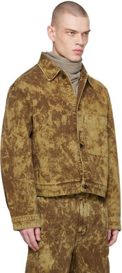LEMAIRE Mens Bronze / Brown Boxy Trucker Denim Jacket Large Acid Washed