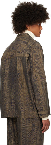 LEMAIRE Mens Brown Freelingwater Printed Pyjama Button Shirt Eu 50 US Large