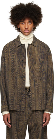 LEMAIRE Mens Brown Freelingwater Printed Pyjama Button Shirt Eu 50 US Large