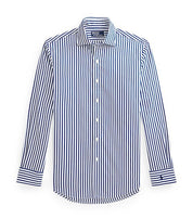 Polo Ralph Lauren Mens Regent Custom Fit Striped Button Down  Shirt Blue Medium
