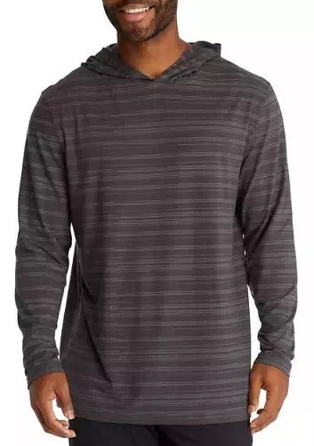 PGA TOUR Mens Textured Stripe Performance Golf Hoodie Sweatshirt Black Small