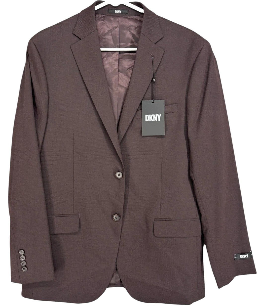 Dkny Mens Modern fit Suit Jacket Blazer 40 R Burgundy Red Solid Stretch