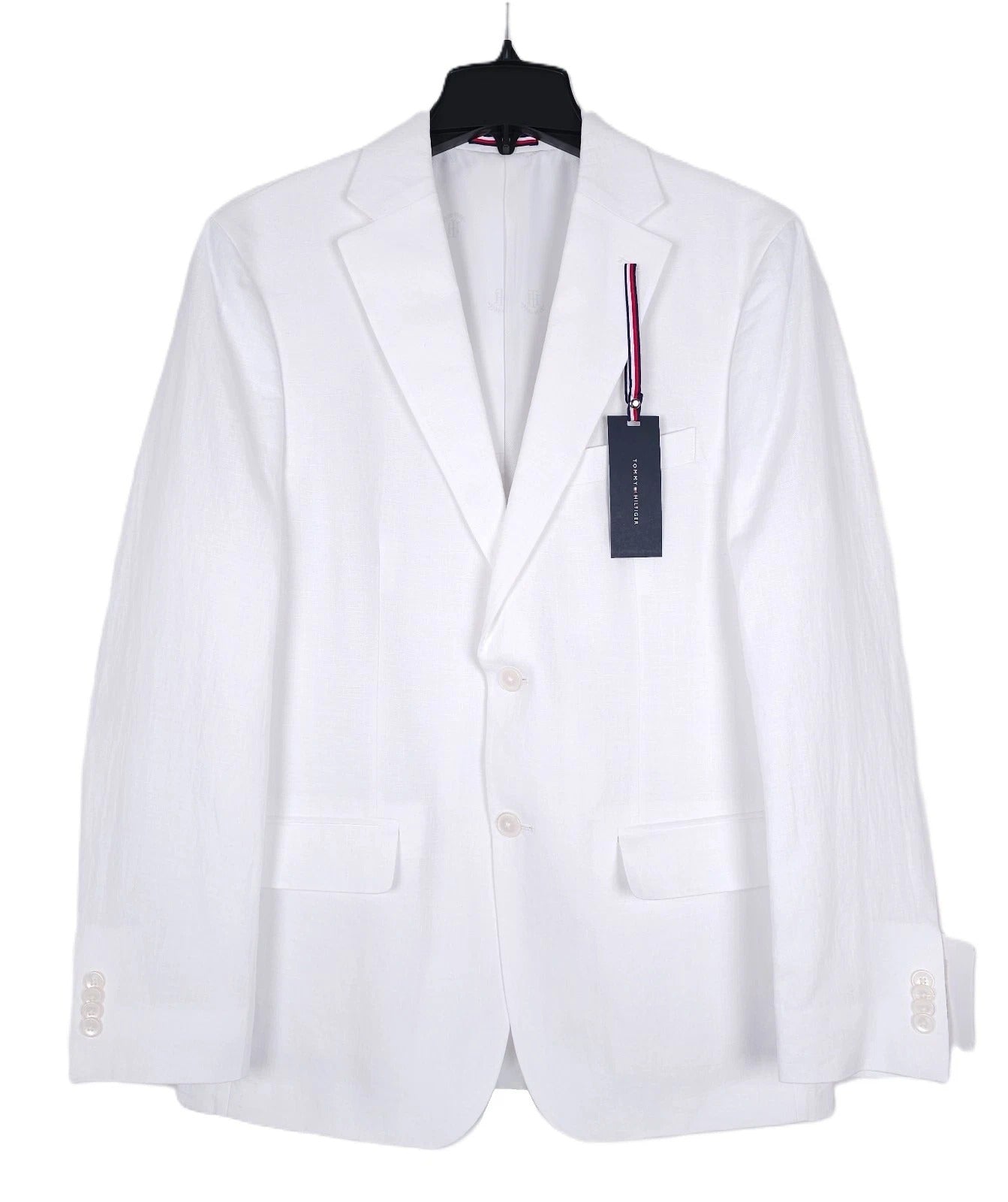 Tommy Hilfiger Mens Modern fit Sport Coat Blazer 38 R White Solid Linen Linen