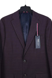 Tommy Hilfiger Mens Modern fit Sport Coat Blazer 38 R Burgundy Red Plaid