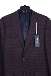 Tommy Hilfiger Mens Modern fit Sport Coat Blazer 36 S Burgundy Purple Check