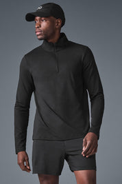 Alo Yoga Mens Regular fit Long Sleeve Quarter zip Sweatshirt XL Black Solid
