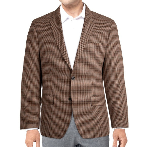 Lauren Ralph Lauren Classic Fit Stretch Sport Coat 46R Check Brown