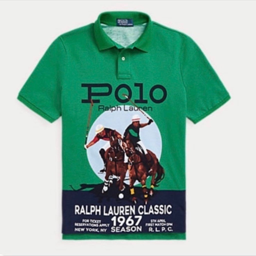 Ralph Lauren Polo Men's Classic-Fit Graphic Green Meadowbrook Polo Shirt 2XL XXL