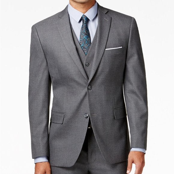 Alfani Mens Slim fit Suit Jacket Blazer 44 R Sharkskin Grey Solid