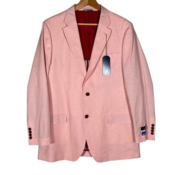 Nautica Mens Modern fit Sport Coat Blazer 44 R Pink Solid Stretch