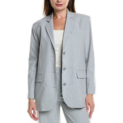 Kenneth Cole Reaction Womens Classic fit Suit Jacket Blazer Medium Grey Striped