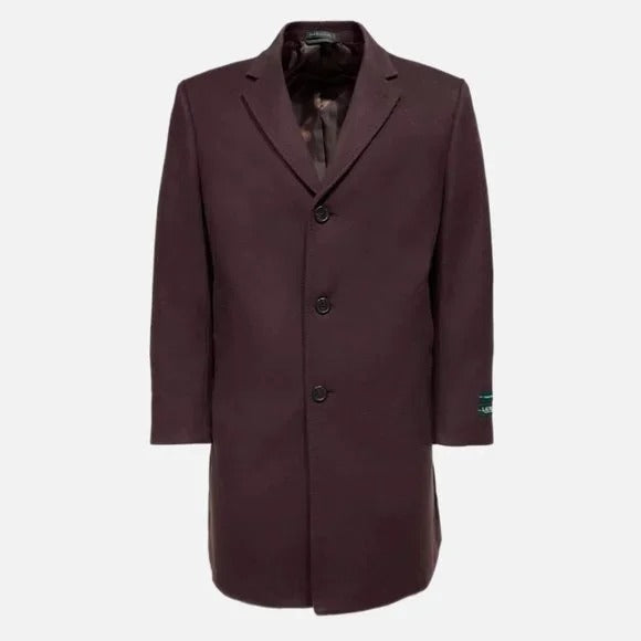 Lauren Ralph Lauren Mens Luther Classic Fit Overcoat Coat Burgundy Wine 48L