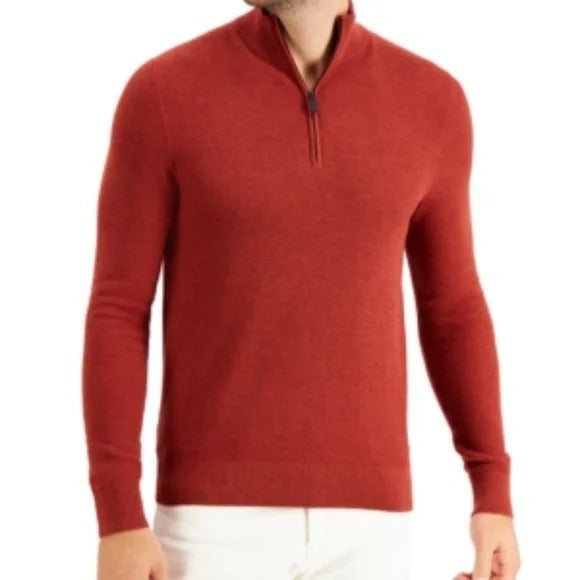 Michael Kors Men's Midnight 2XL Textured Quarter-Zip Sweater Orange