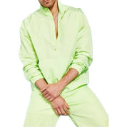 Maluma Royalty Men's Relaxed Fit Solid Half Zip Track Jacket Mojito Green XL