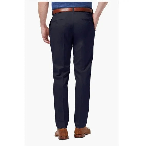 Haggar Mens Slim fit Dress Pants 36 / 34 Navy Blue Solid Stretch