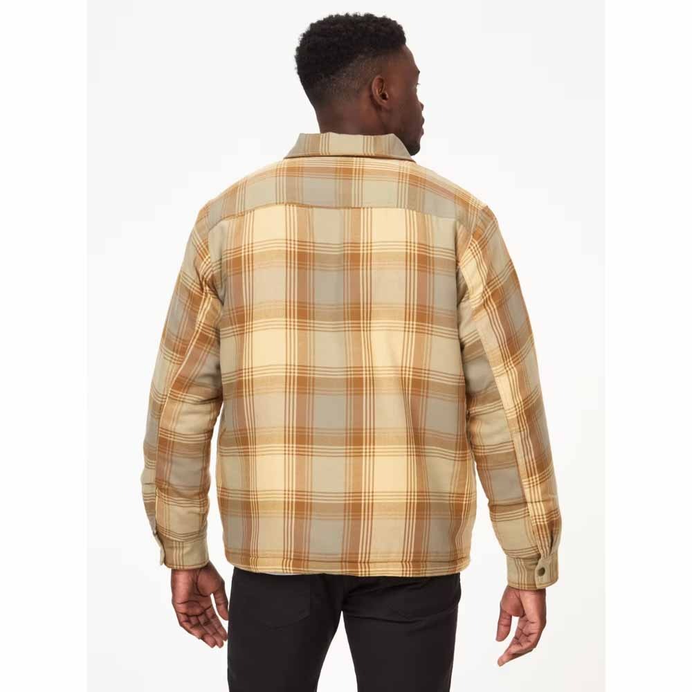 Marmot Men's Plaid Fleece Lined Flannel Shirt Jacket Light Oak Yellow 2XL