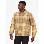 Marmot Men's Plaid Fleece Lined Flannel Shirt Jacket Light Oak Yellow 2XL