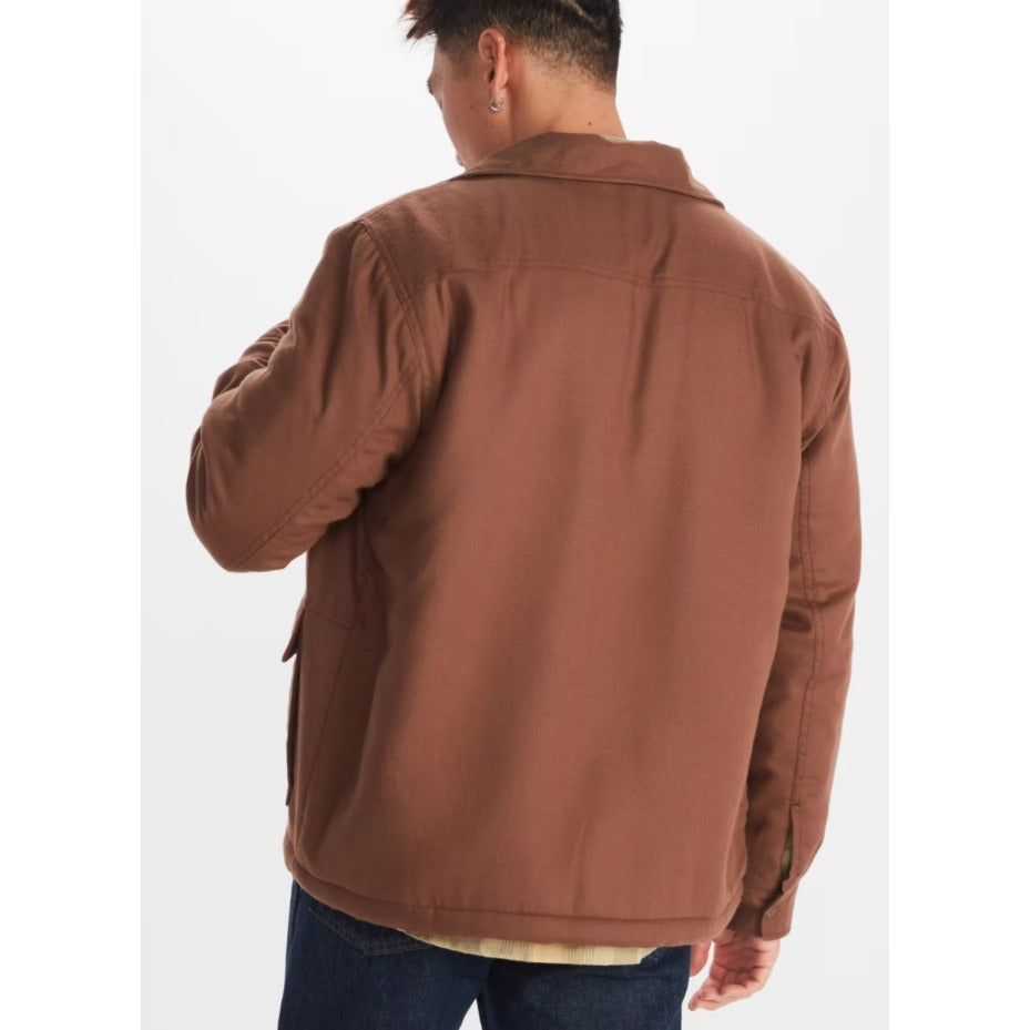 Marmot Mens Ridgefield Fleece Lined Flannel Shirt Jacket Pinecone Brown XL